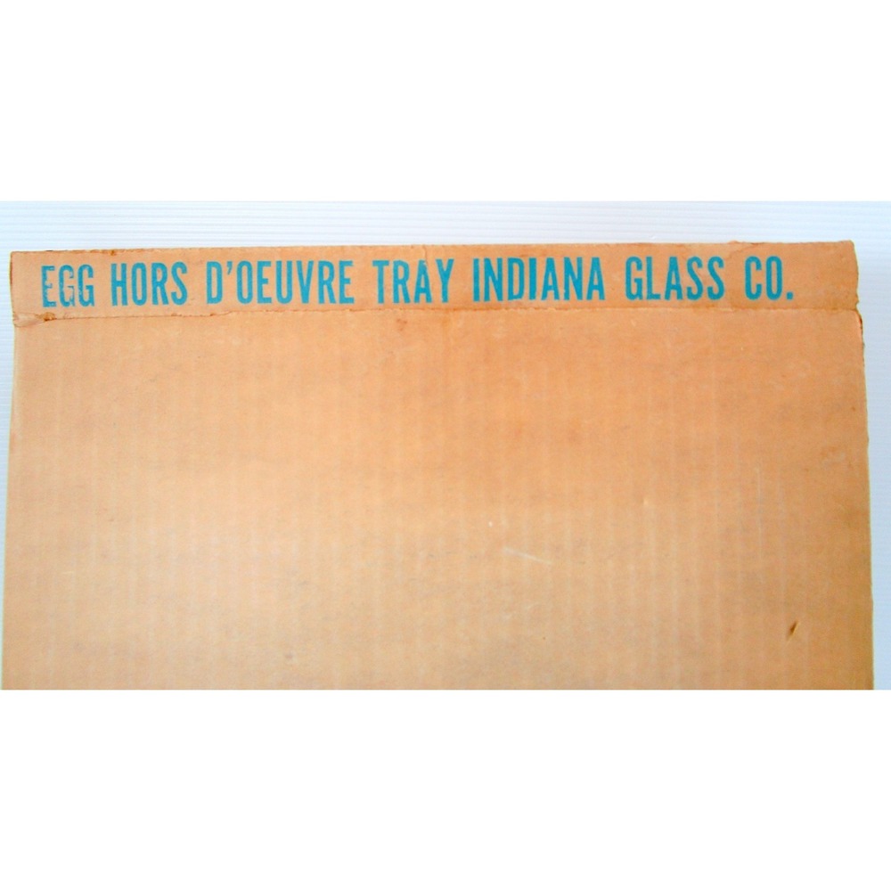 Indiana Glass Crystal Vintage Egg Hors d'Oeuvre 13" Tray Plate in Original Box - Picture 4 of 7